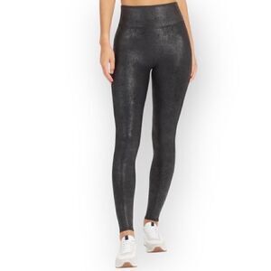 SPANX Faux Leather Black Pebbled Snakeskin Legging